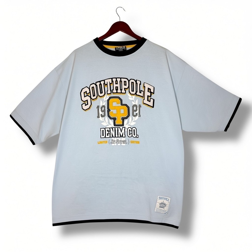 Southpole Men's Graphic‎ T-shirt XL Light Blue Y2K Streetwear
